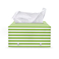 Green And White Striped Pattern Print Leather Tissue Box Cover