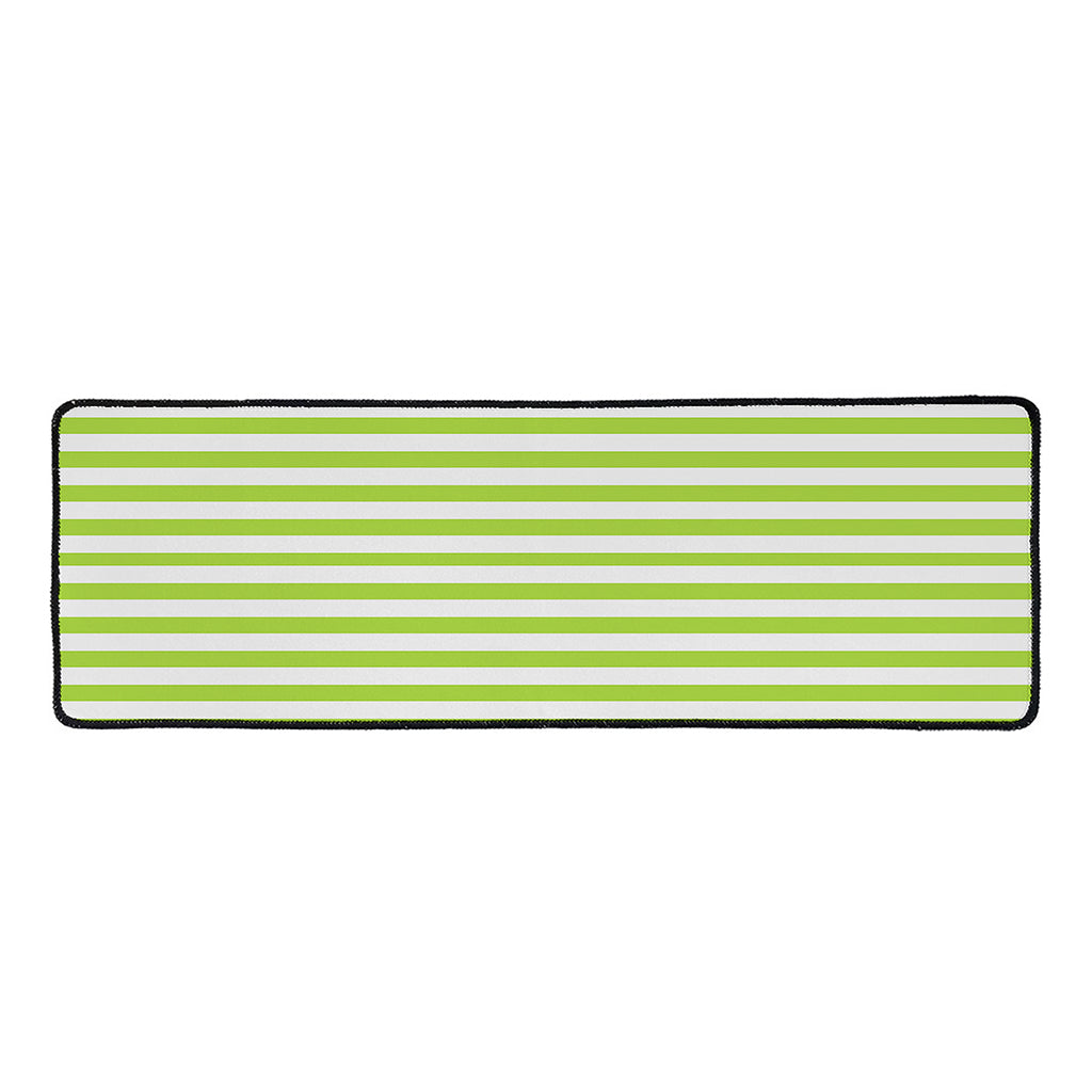 Green And White Striped Pattern Print Long Kitchen Mat