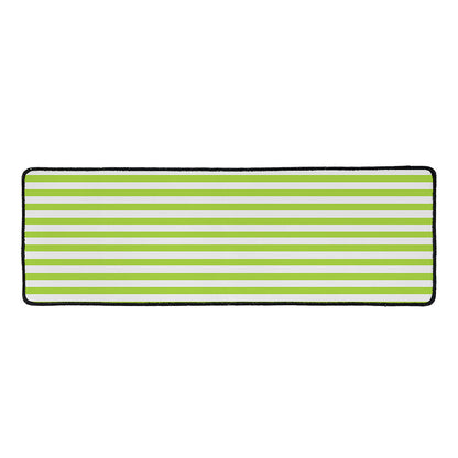 Green And White Striped Pattern Print Long Kitchen Mat