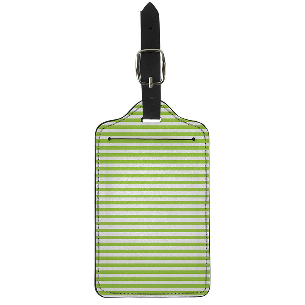Green And White Striped Pattern Print Luggage Tag
