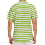 Green And White Striped Pattern Print Men's Deep V-Neck Shirt