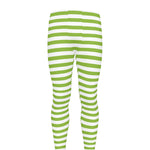 Green And White Striped Pattern Print Men's leggings