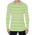 Green And White Striped Pattern Print Men's Long Sleeve T-Shirt