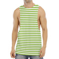 Green And White Striped Pattern Print Men's Muscle Tank Top