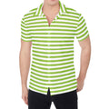 Green And White Striped Pattern Print Men's Shirt