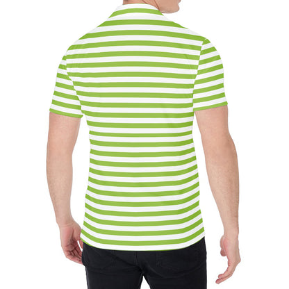 Green And White Striped Pattern Print Men's Shirt