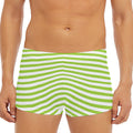 Green And White Striped Pattern Print Men's Short Boxer Briefs