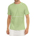 Green And White Striped Pattern Print Men's Short Sleeve Rash Guard