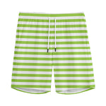 Green And White Striped Pattern Print Men's Sports Shorts