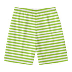Green And White Striped Pattern Print Men's Swim Trunks