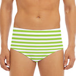 Green And White Striped Pattern Print Men's Triangle Swim Briefs
