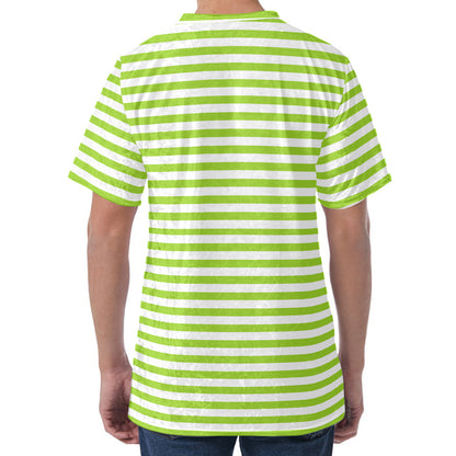 Green And White Striped Pattern Print Men's Velvet T-Shirt