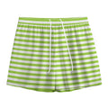 Green And White Striped Pattern Print Mesh Shorts