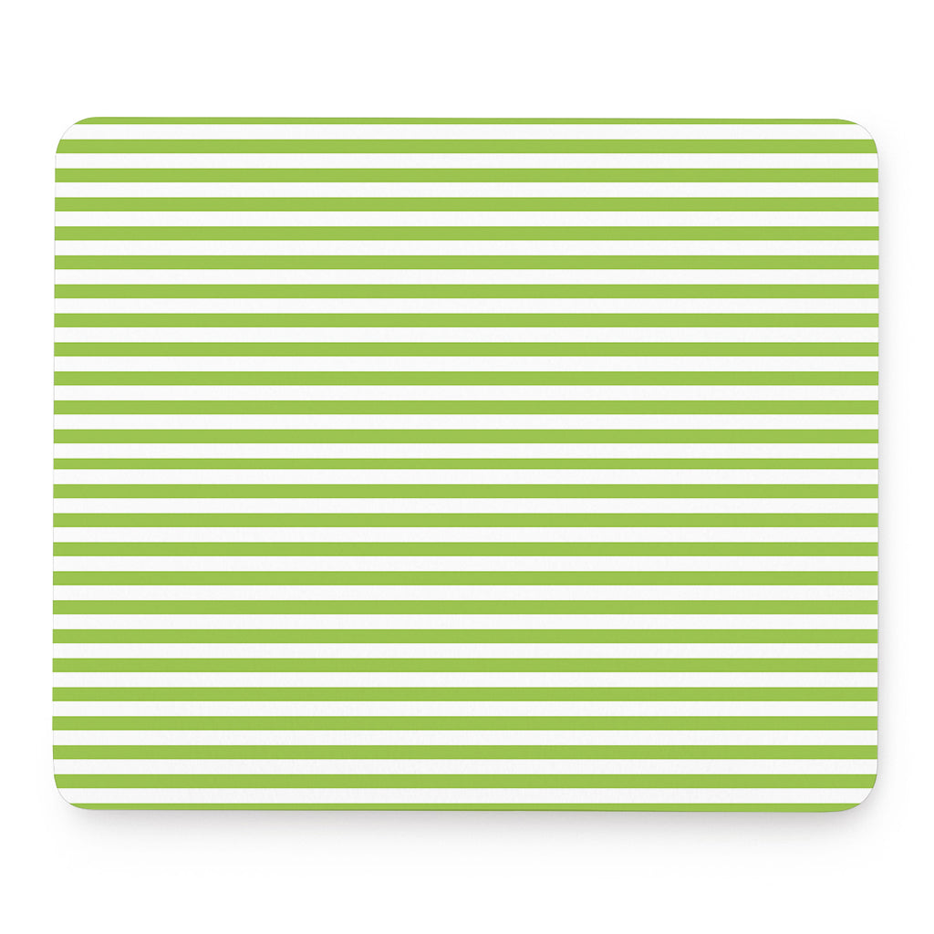 Green And White Striped Pattern Print Mouse Pad