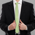 Green And White Striped Pattern Print Necktie