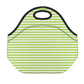 Green And White Striped Pattern Print Neoprene Lunch Bag