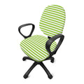 Green And White Striped Pattern Print Office Chair Cover