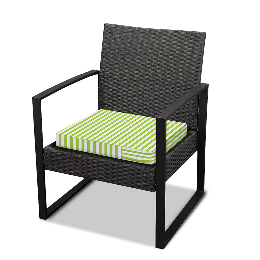 Green And White Striped Pattern Print Outdoor Seat Cushion Cover
