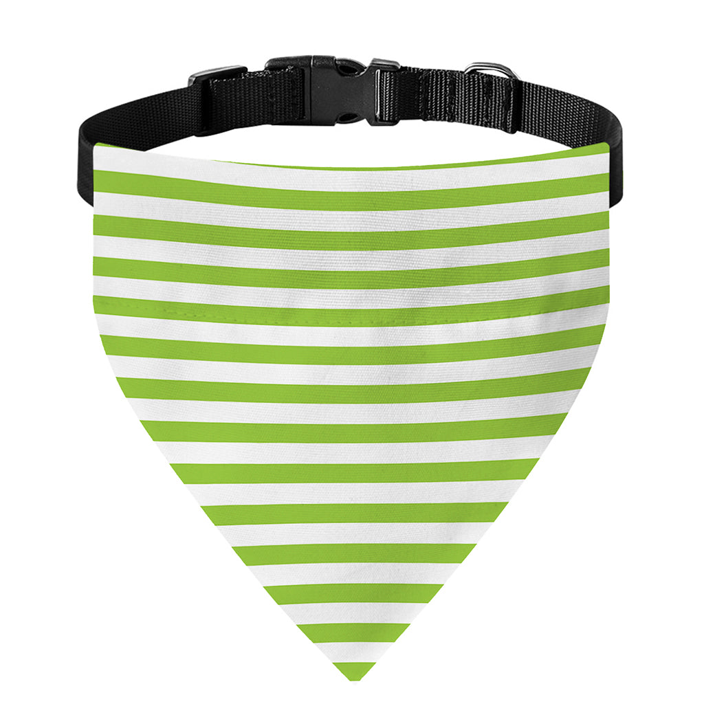 Green And White Striped Pattern Print Over The Collar Dog Bandana