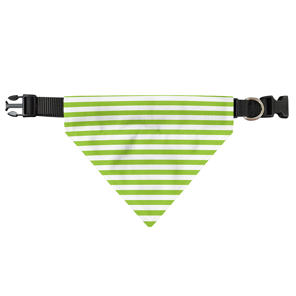Green And White Striped Pattern Print Over The Collar Dog Bandana