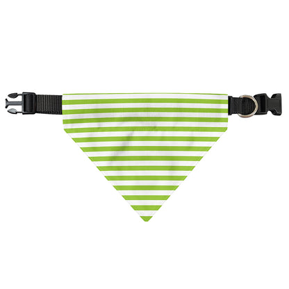 Green And White Striped Pattern Print Over The Collar Dog Bandana