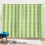 Green And White Striped Pattern Print Pencil Pleat Curtains