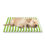 Green And White Striped Pattern Print Pet Cooling Mat Cover