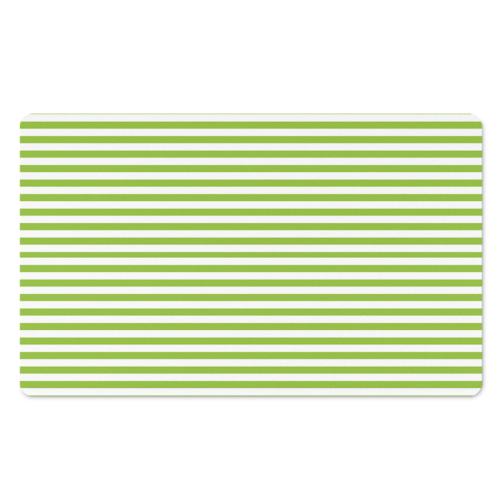 Green And White Striped Pattern Print Polyester Doormat
