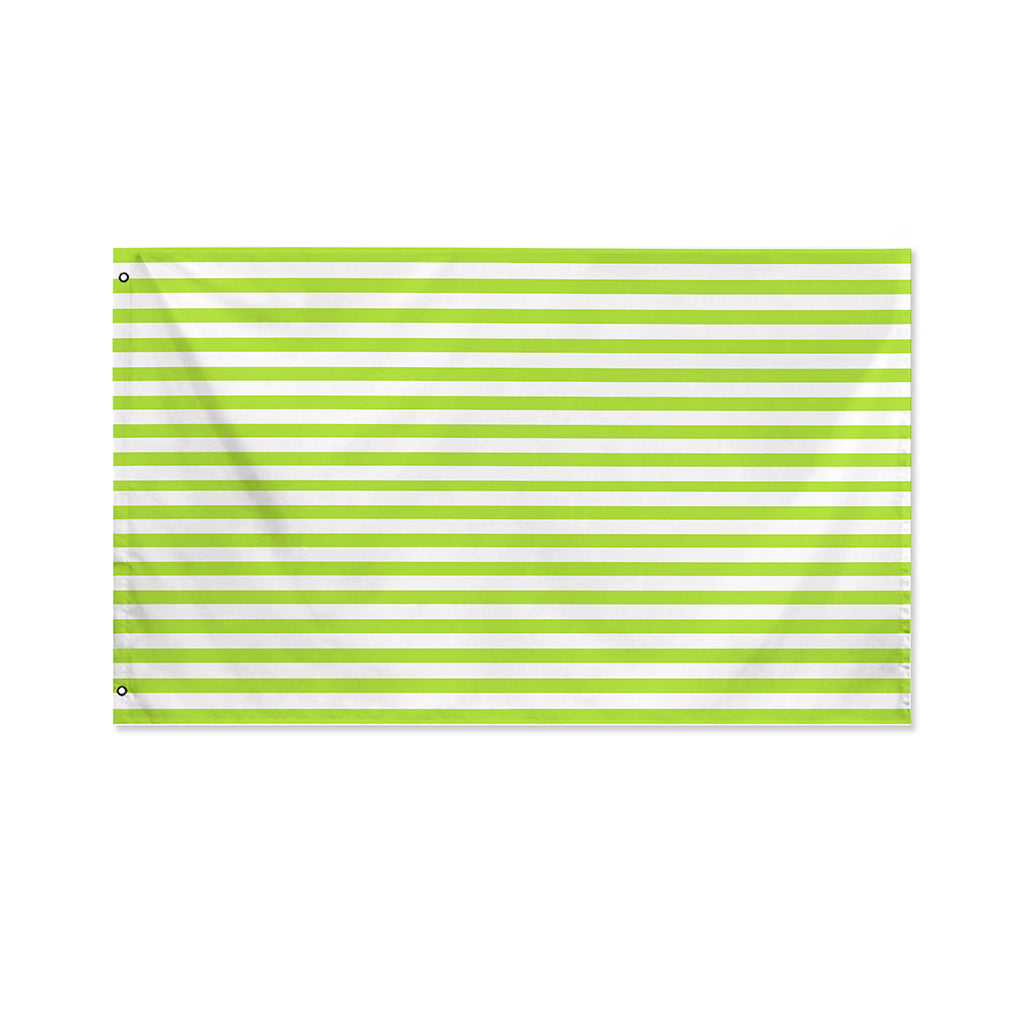 Green And White Striped Pattern Print Polyester Flag