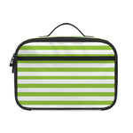 Green And White Striped Pattern Print Portable Lunch Bag