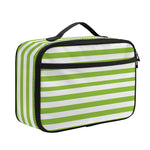 Green And White Striped Pattern Print Portable Lunch Bag