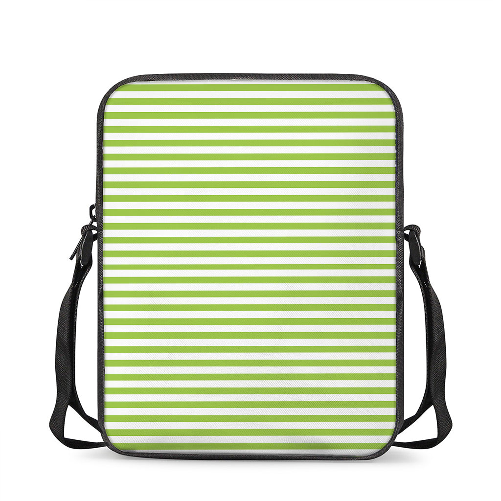 Green And White Striped Pattern Print Rectangular Crossbody Bag