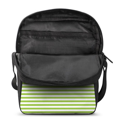 Green And White Striped Pattern Print Rectangular Crossbody Bag