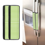 Green And White Striped Pattern Print Refrigerator Handle Covers