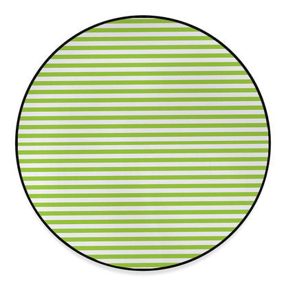 Green And White Striped Pattern Print Round Floor Mat