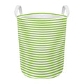 Green And White Striped Pattern Print Round Laundry Basket