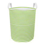 Green And White Striped Pattern Print Round Laundry Basket
