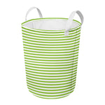 Green And White Striped Pattern Print Round Laundry Basket