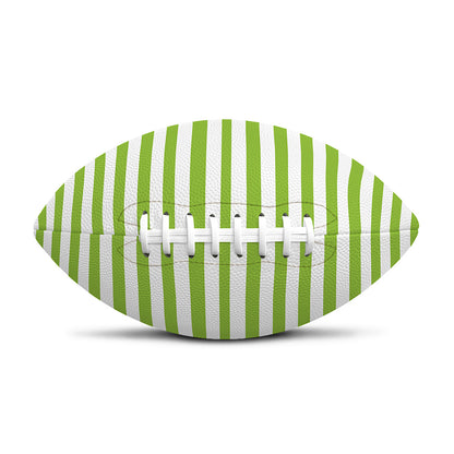 Green And White Striped Pattern Print Rugby Ball