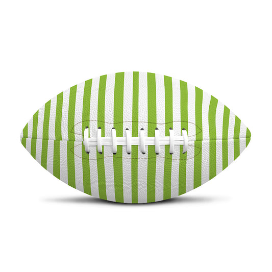 Green And White Striped Pattern Print Rugby Ball