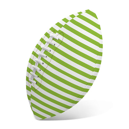 Green And White Striped Pattern Print Rugby Ball