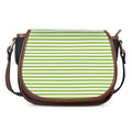 Green And White Striped Pattern Print Saddle Bag