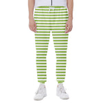 Green And White Striped Pattern Print Scuba Joggers