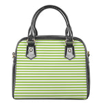 Green And White Striped Pattern Print Shoulder Handbag