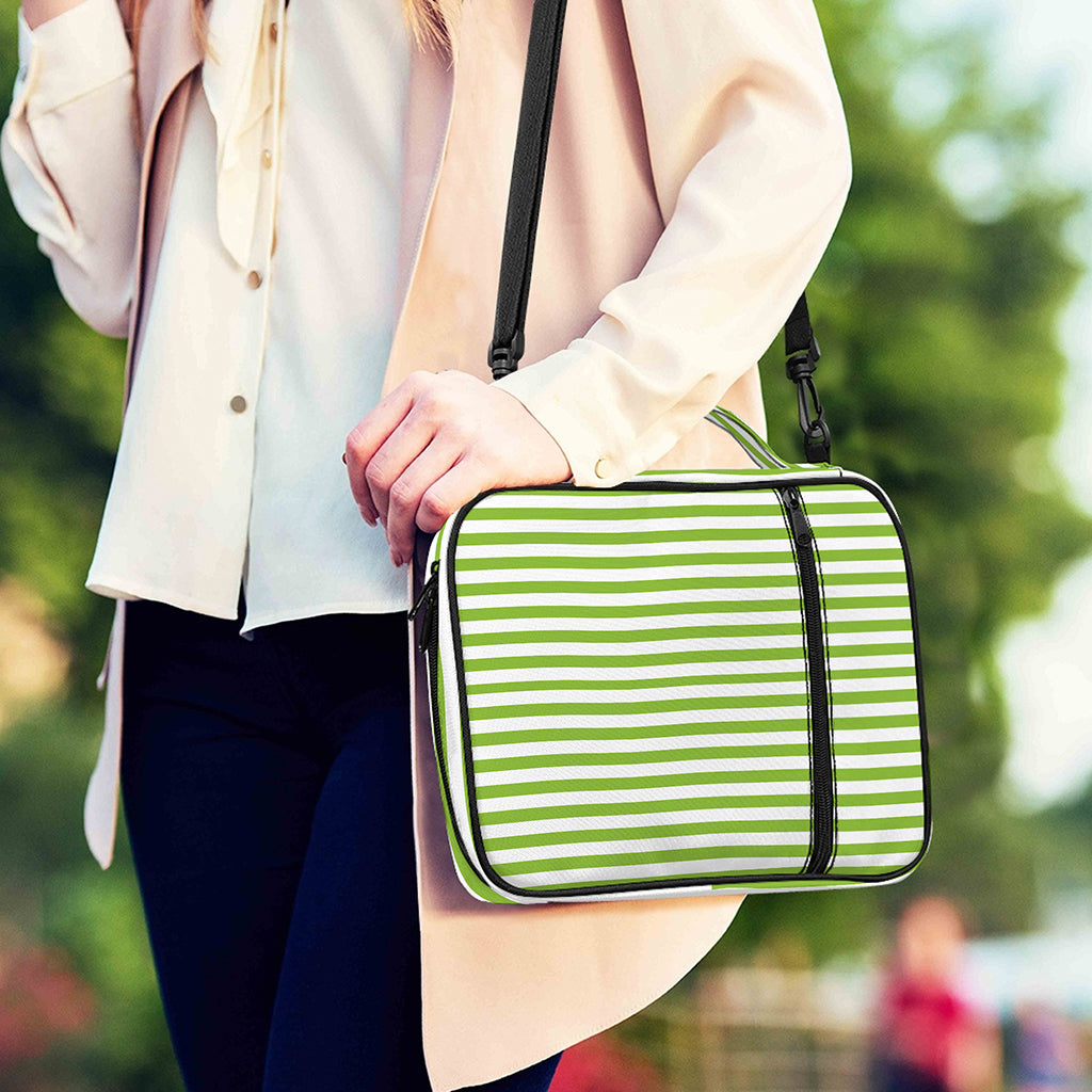 Green And White Striped Pattern Print Shoulder Strap Bible Bag
