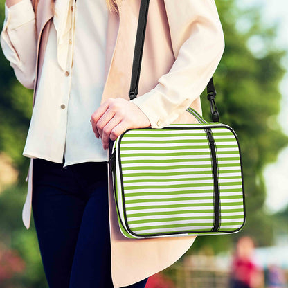 Green And White Striped Pattern Print Shoulder Strap Bible Bag
