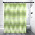 Green And White Striped Pattern Print Shower Curtain