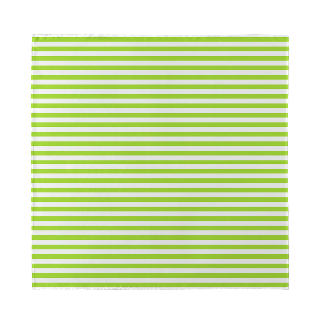 Green And White Striped Pattern Print Silk Bandana