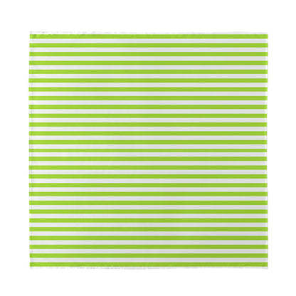 Green And White Striped Pattern Print Silk Bandana