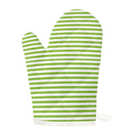 Green And White Striped Pattern Print Single Oven Mitt